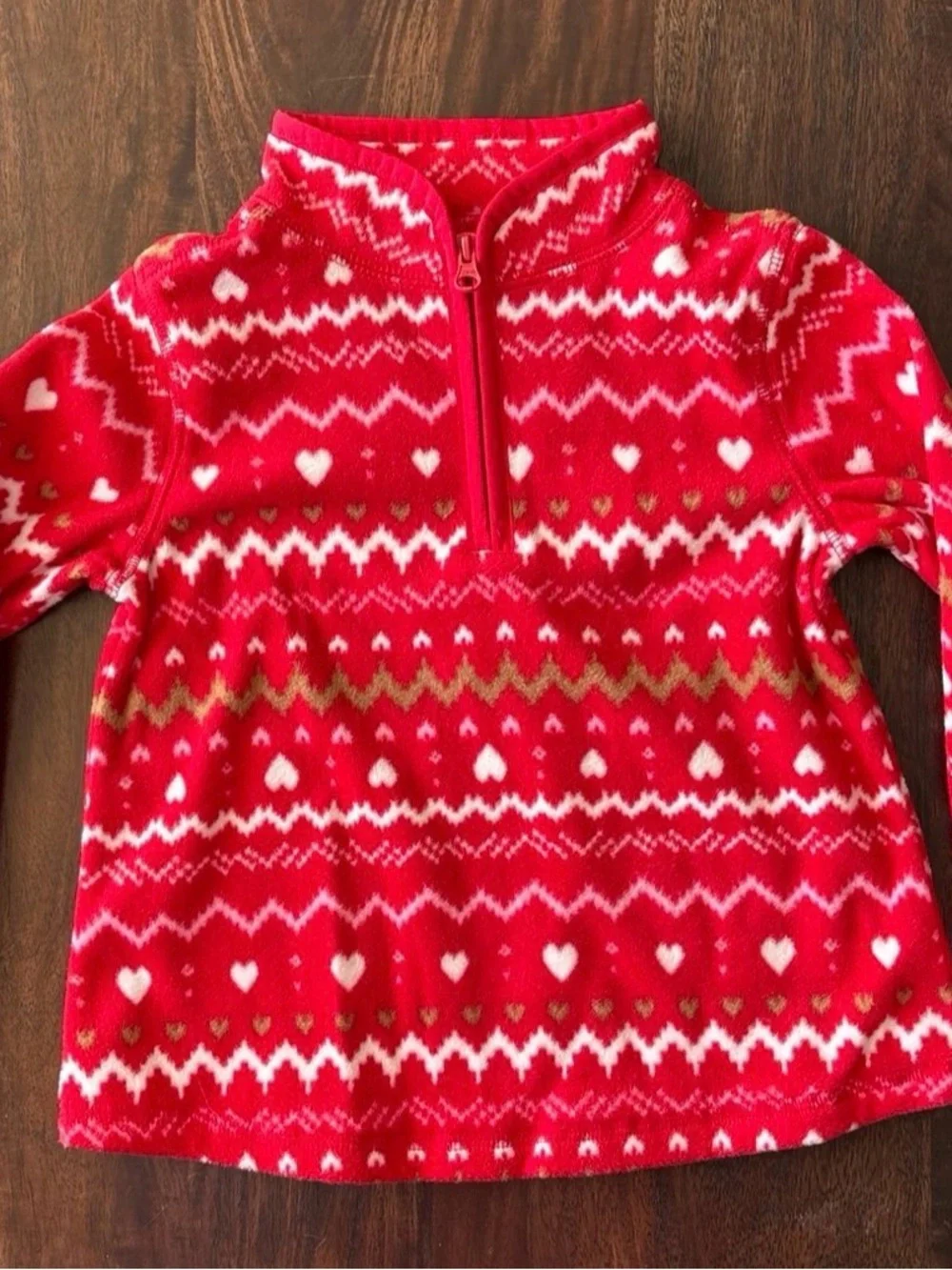 OshKosh B'gosh Red Heart-Pattern Half-Zip Fleece Pullover